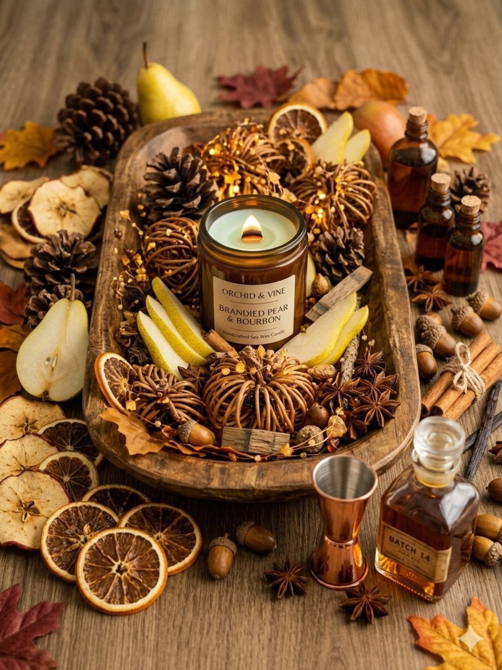 Orchid & Vine Brandied Pear & Bourbon Candle Soy Wax Clean Living